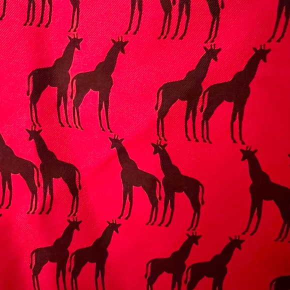 Elizabeth McKay Red and Black Silk Giraffe Patterned Mini Dress - Picture 3 of 5